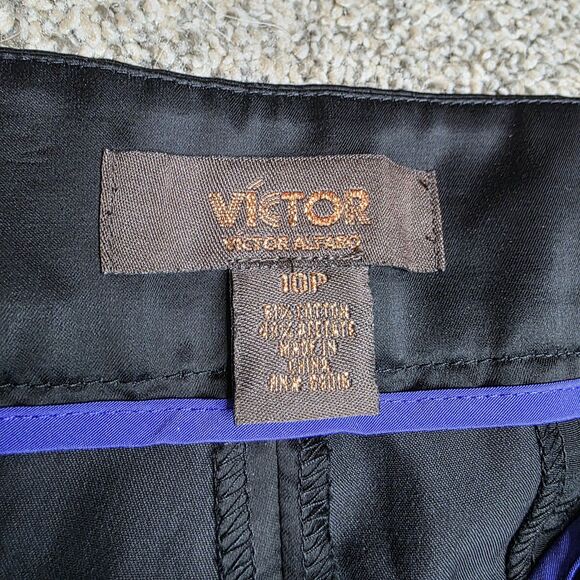 NWT Victor Alfaro Black Pants Size 10P Satin Feel Dressy Party Travel Classic - Picture 7 of 8